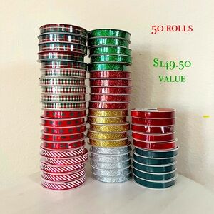 50 rolls of Holiday / Christmas ribbon